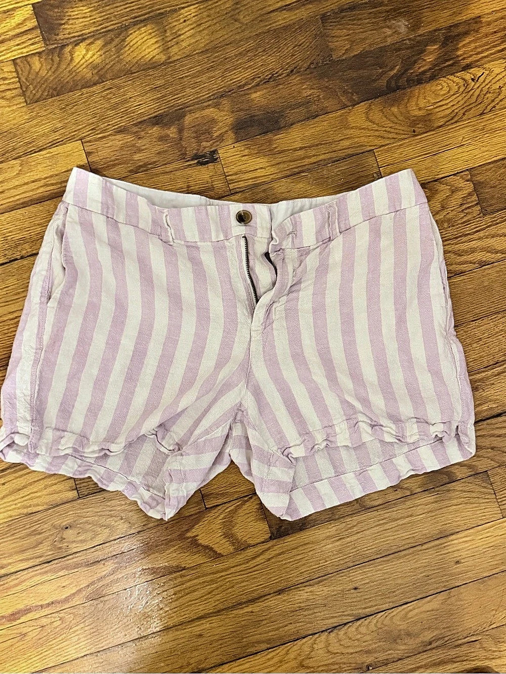 💗 Old Navy Pink & White Striped Linen-Blend Shorts — Size 12